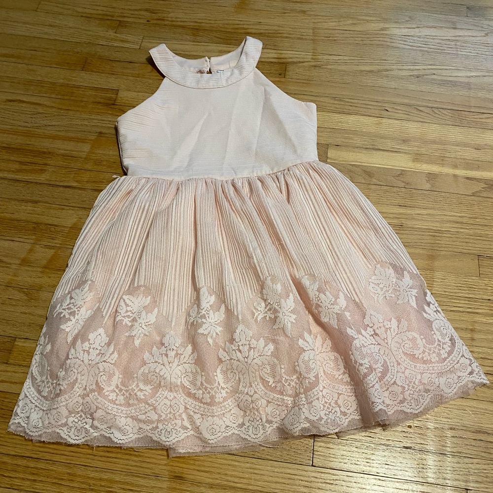 Beautees Girl Size 12 Elegant Pink Lace Sleeveless Kids Dress Formal